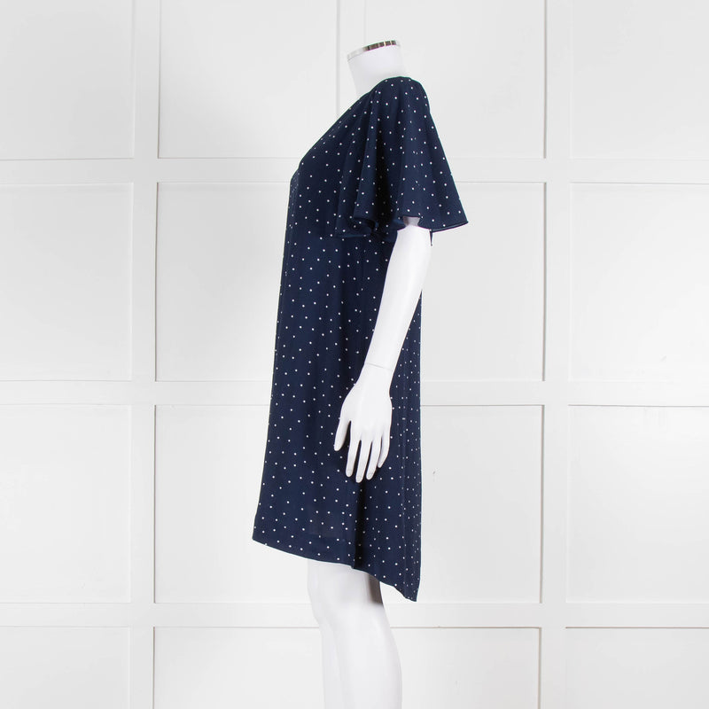 Essentiel Antwerp Navy White Dot Knee Length Dress