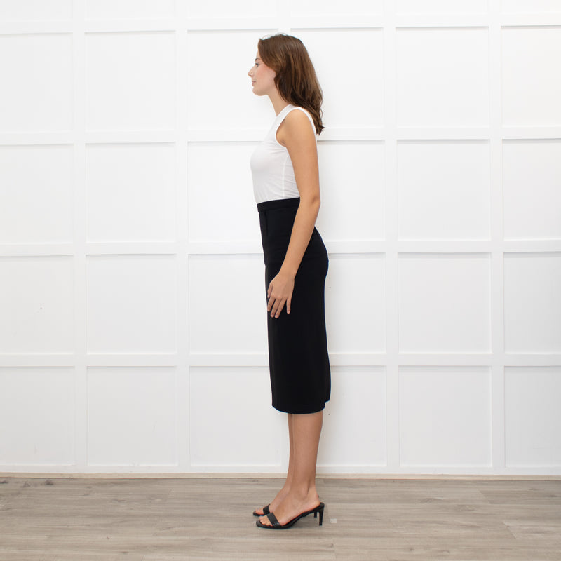 Roland Mouret Black Mid Penci Skirt With Back Gold Zip