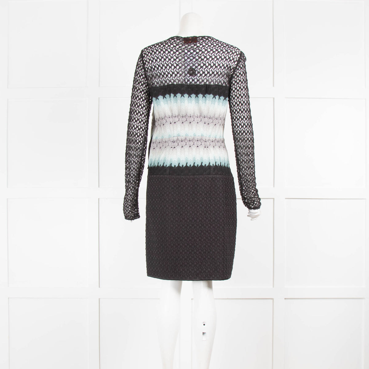 Missoni Black Patterned Knit Dress with Crochet Top