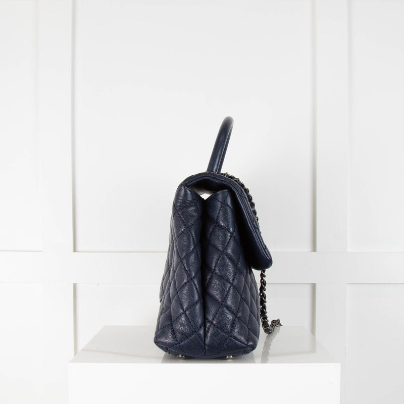 Chanel Top Handle Coco bag in Blue Caviar Leather