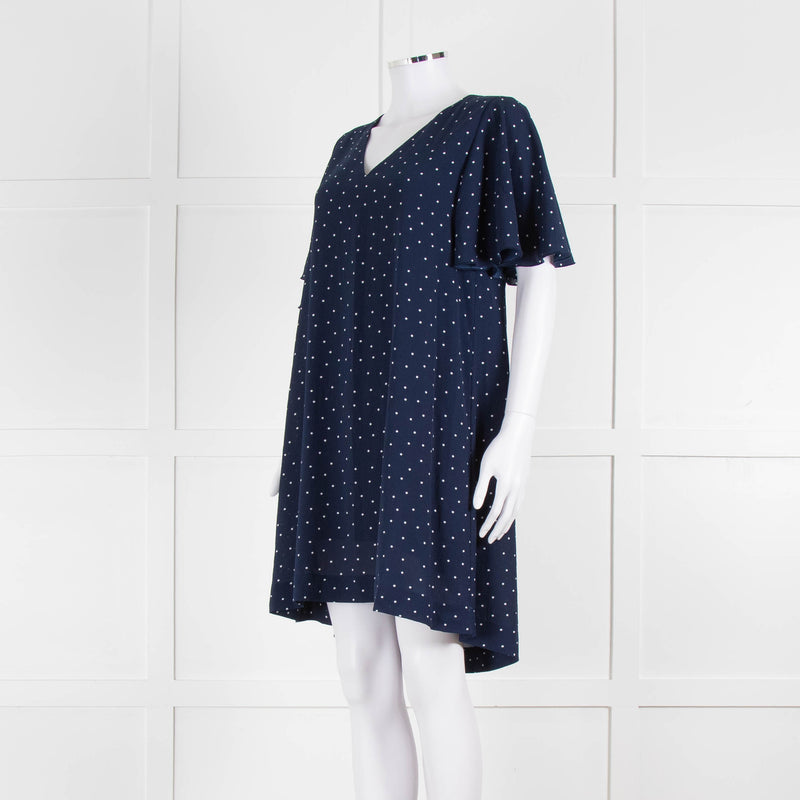 Essentiel Antwerp Navy White Dot Knee Length Dress