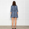 Maje Blue Black Animal Print Short Sleeve Mini Belted Dress