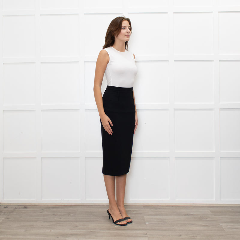 Roland Mouret Black Mid Penci Skirt With Back Gold Zip