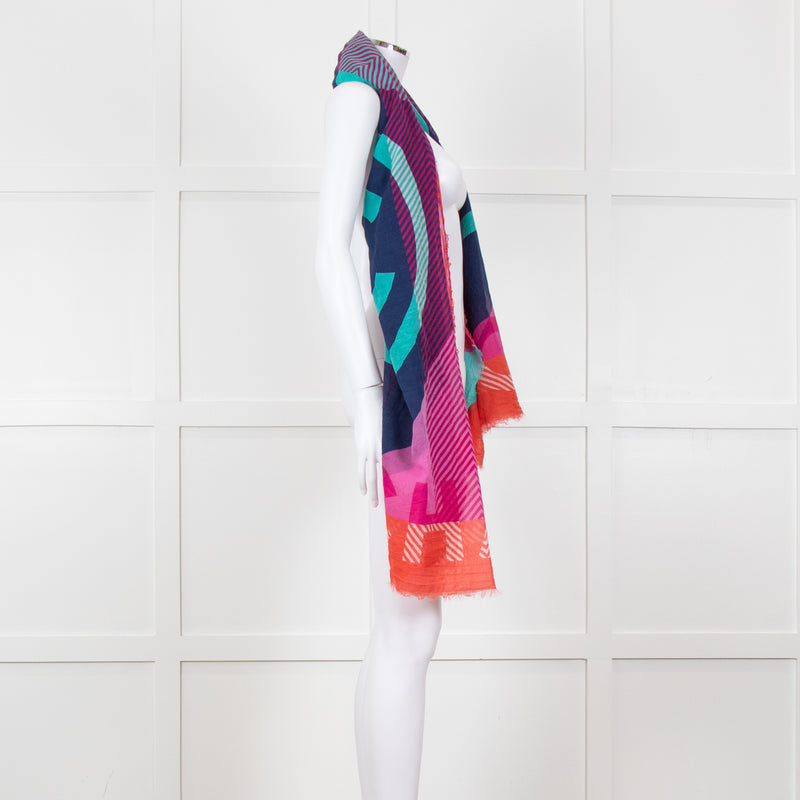 Chanel Pink Orange Purple CC Silk Blend Stole