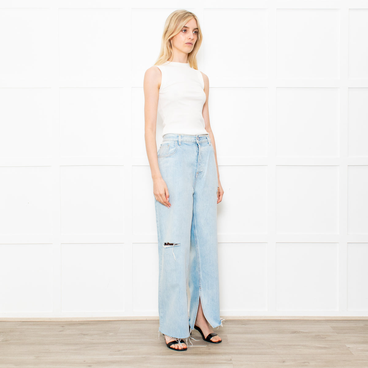GRLFRND The Liya Boyfriend Jeans With Rip Knee