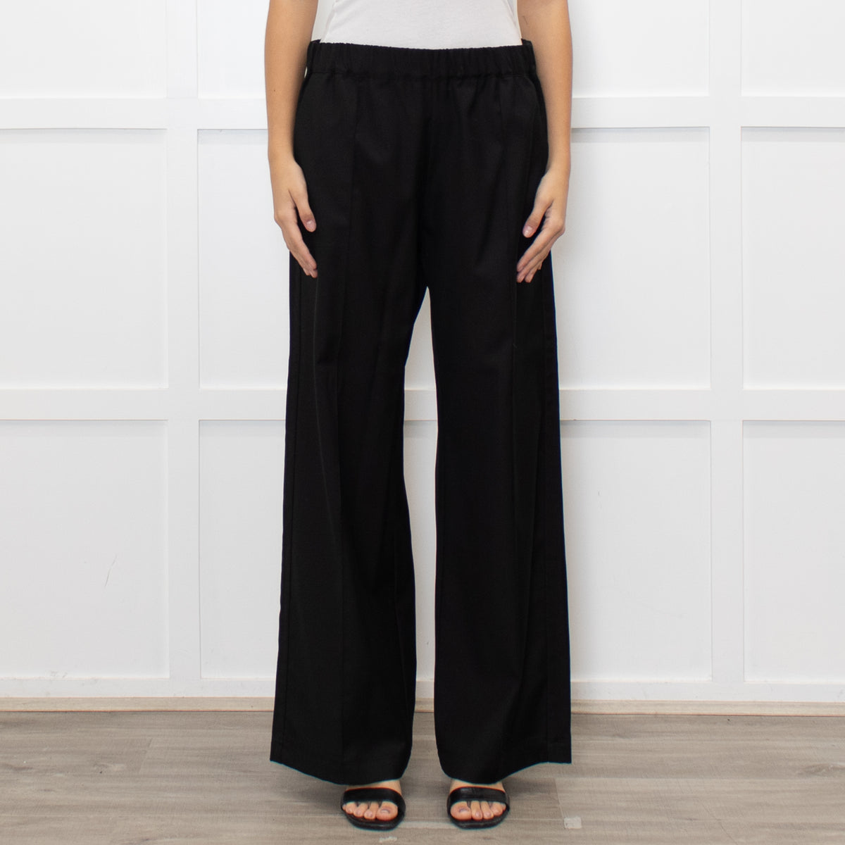 Serena Bute Black Pull On Wide Leg Trousers