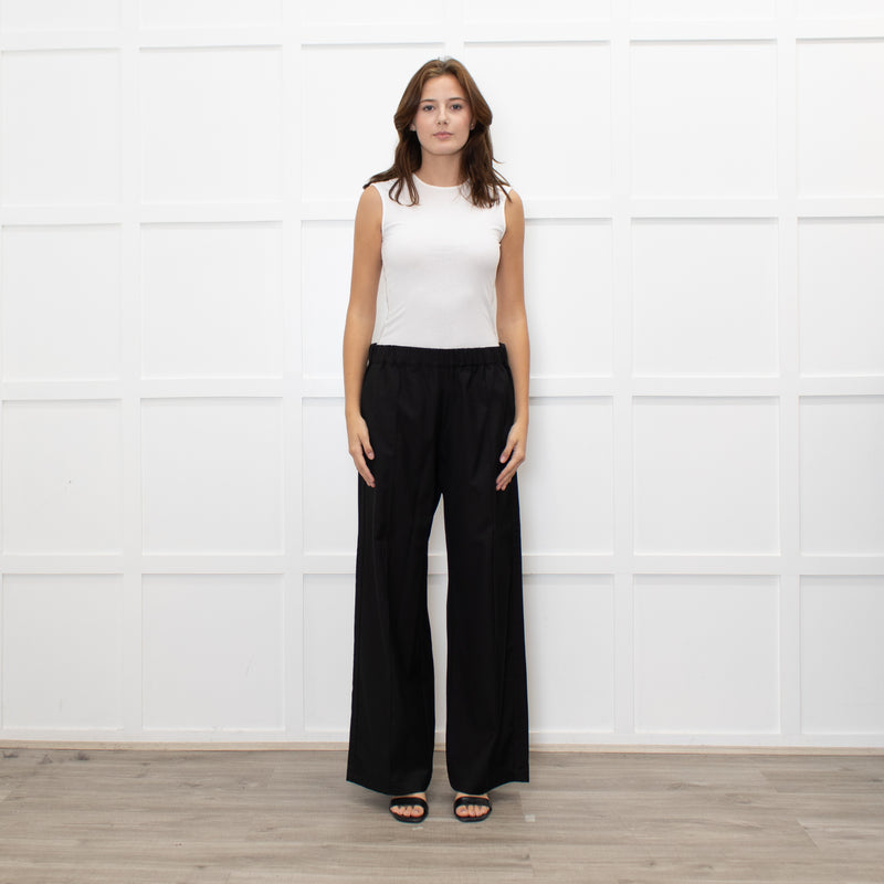 Serena Bute Black Pull On Wide Leg Trousers