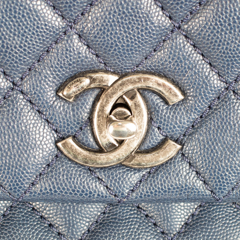 Chanel Top Handle Coco bag in Blue Caviar Leather