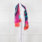 Chanel Pink Orange Purple CC Silk Blend Stole