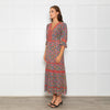 Wyse Pink Orange Green Floral Lace Trim Short Sleeve Dress
