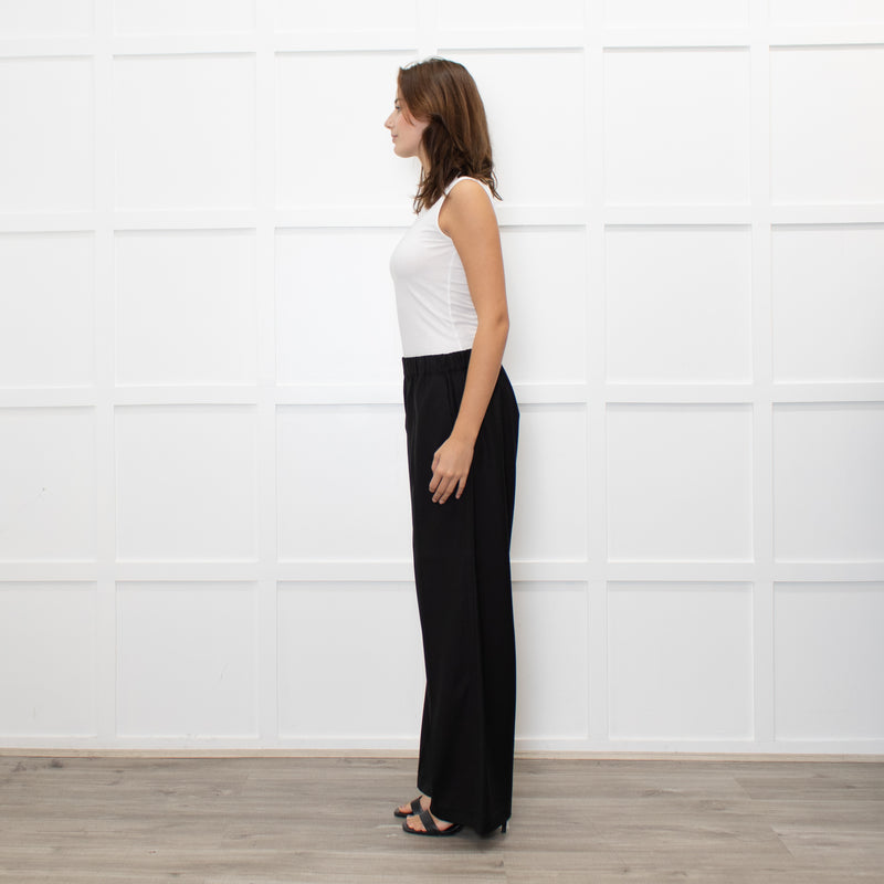 Serena Bute Black Pull On Wide Leg Trousers