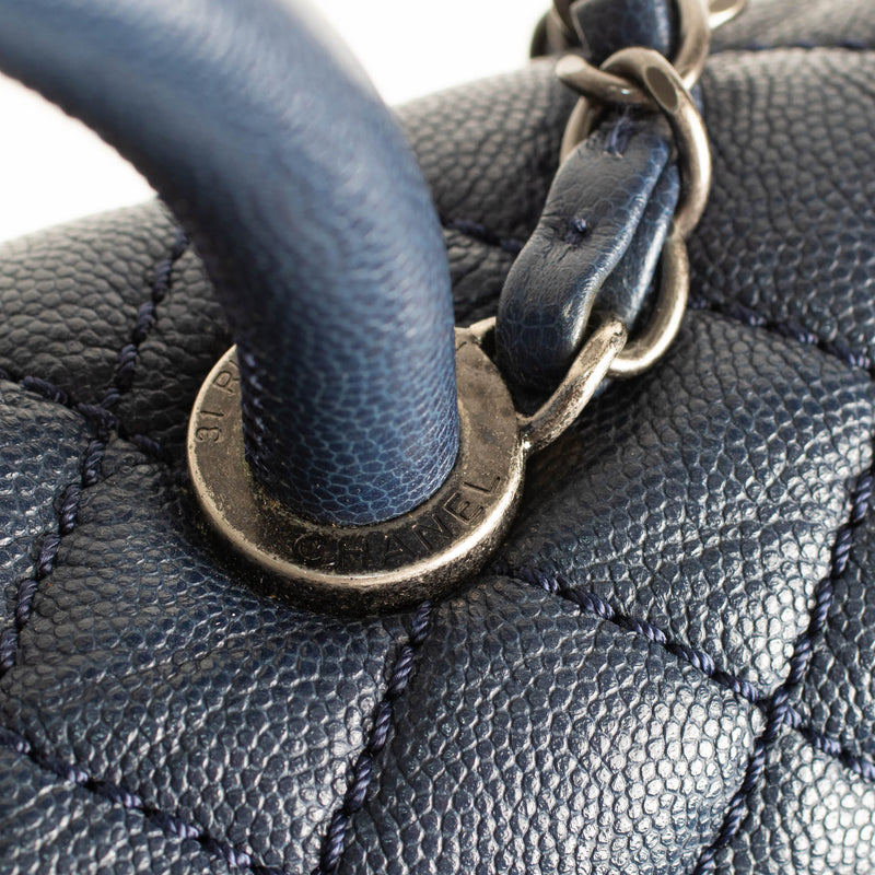 Chanel Top Handle Coco bag in Blue Caviar Leather