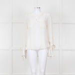 Seven For All Mankind Cream Sheer Tie Up Sleeve Detail Top