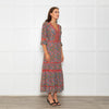 Wyse Pink Orange Green Floral Lace Trim Short Sleeve Dress