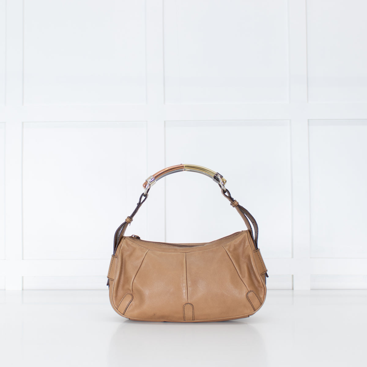 Saint Laurent Beige Mombasa Metal Handle Small Bag