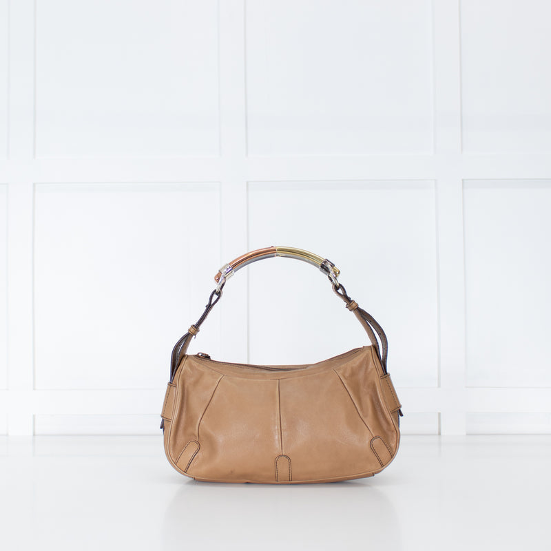 Saint Laurent Beige Mombasa Metal Handle Small Bag