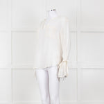 Seven For All Mankind Cream Sheer Tie Up Sleeve Detail Top