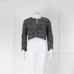 Paule Ka Black, Grey & White Tweed Cropped Jacket