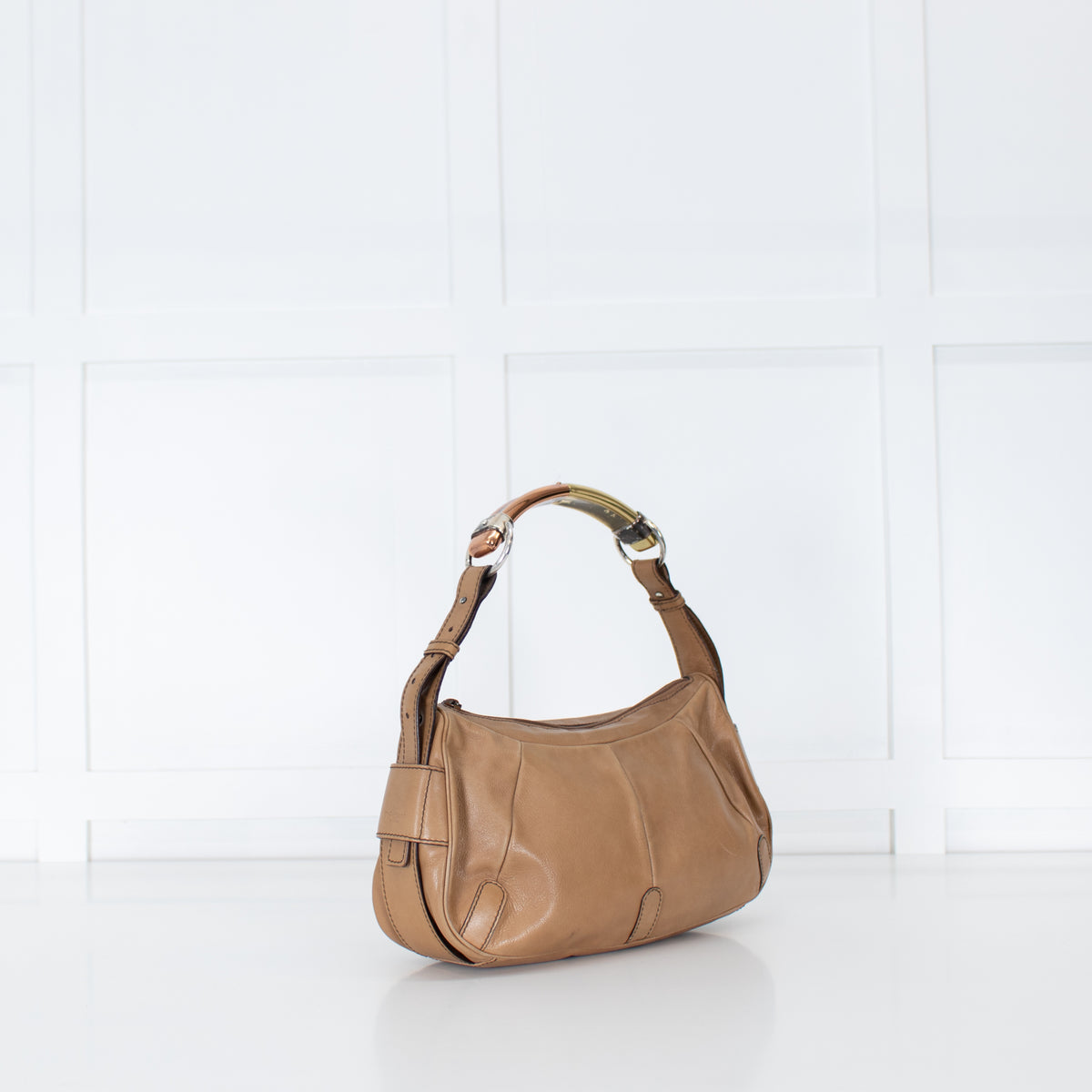 Saint Laurent Beige Mombasa Metal Handle Small Bag