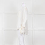Seven For All Mankind Cream Sheer Tie Up Sleeve Detail Top