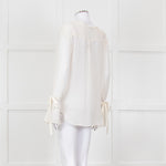 Seven For All Mankind Cream Sheer Tie Up Sleeve Detail Top