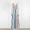 Emporio Sirenuse  Cream Brown Blue Stripes Sleeveless Long Dress