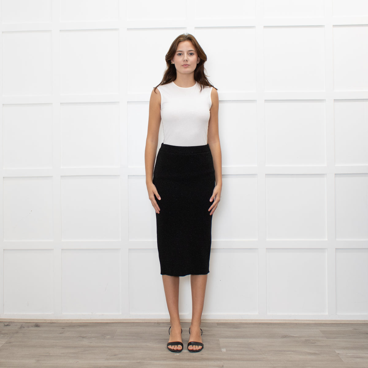 Essentiel Antwerp Black Lurex Knit Skirt