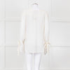 Seven For All Mankind Cream Sheer Tie Up Sleeve Detail Top