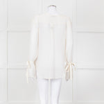Seven For All Mankind Cream Sheer Tie Up Sleeve Detail Top