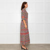 Wyse Pink Orange Green Floral Lace Trim Short Sleeve Dress