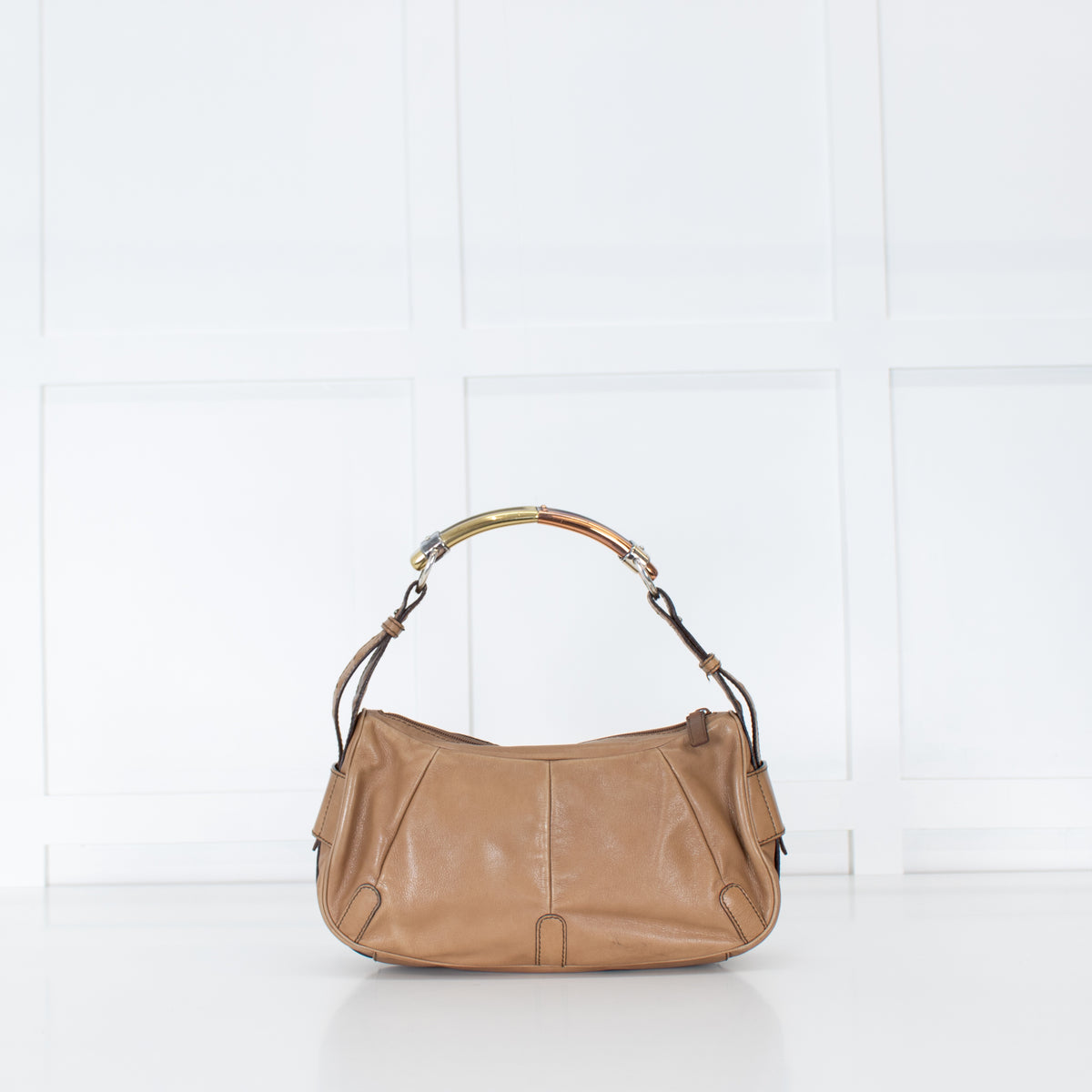 Saint Laurent Beige Mombasa Metal Handle Small Bag