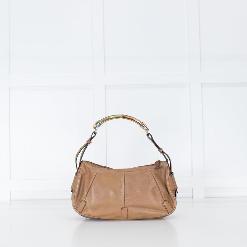 Saint Laurent Beige Mombasa Metal Handle Small Bag