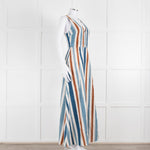 Emporio Sirenuse  Cream Brown Blue Stripes Sleeveless Long Dress
