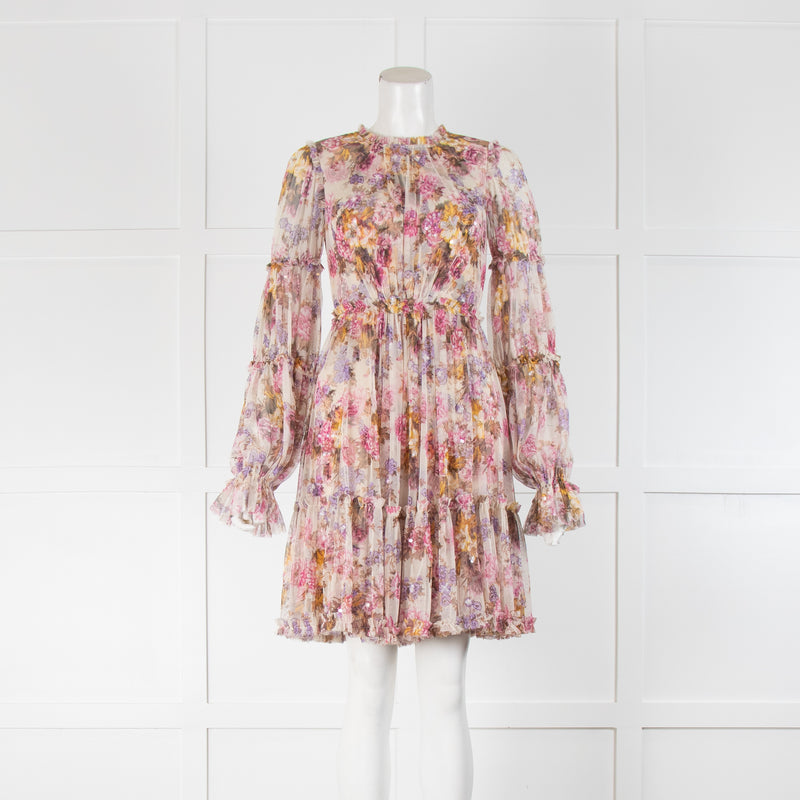 Needle & Thread X Jasmine Hemsley Pink And Mauve Floral Dress