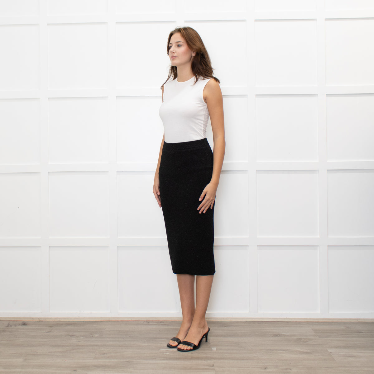 Essentiel Antwerp Black Lurex Knit Skirt