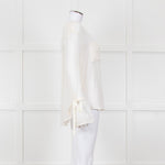 Seven For All Mankind Cream Sheer Tie Up Sleeve Detail Top