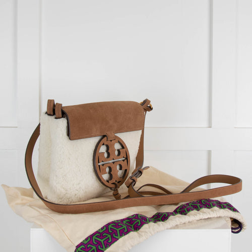 Tory Burch Shearling and Brown Suede Crossbody