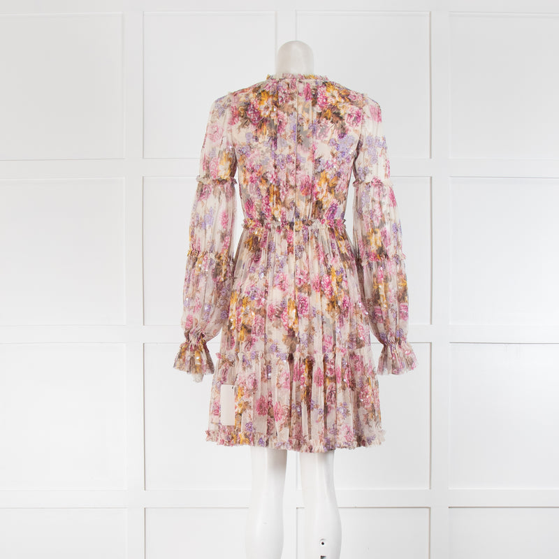 Needle & Thread X Jasmine Hemsley Pink And Mauve Floral Dress
