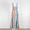 Emporio Sirenuse  Cream Brown Blue Stripes Sleeveless Long Dress
