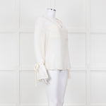Seven For All Mankind Cream Sheer Tie Up Sleeve Detail Top