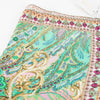 Camilla Pale Pink Green Print Diamante Square Silk Scarf