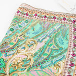 Camilla Pale Pink Green Print Diamante Square Silk Scarf