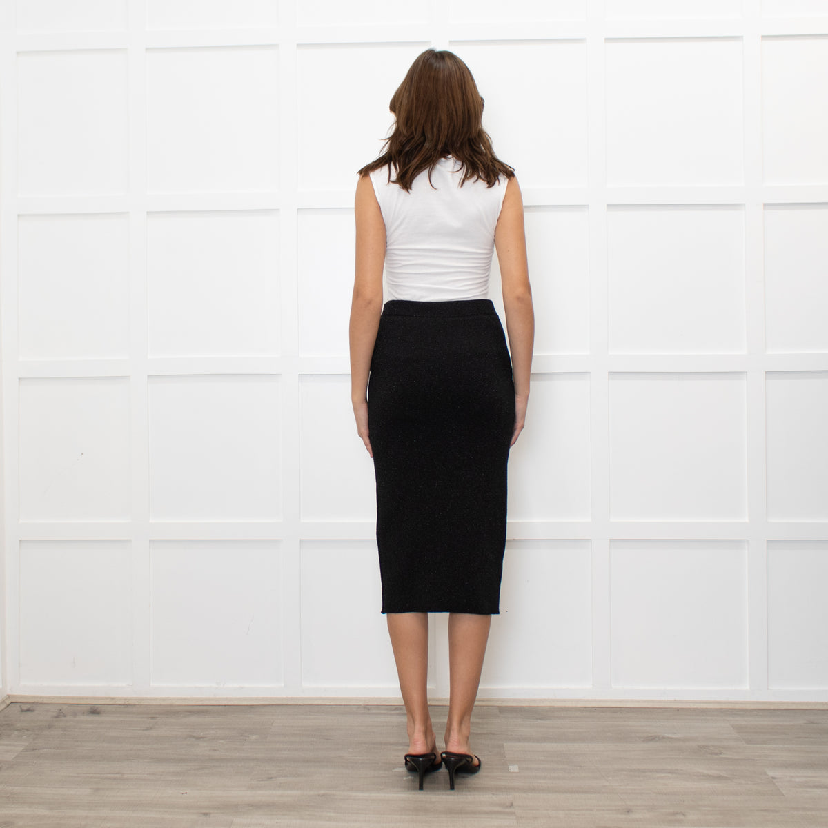 Essentiel Antwerp Black Lurex Knit Skirt