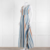 Emporio Sirenuse  Cream Brown Blue Stripes Sleeveless Long Dress