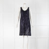Amina Rubinacci Navy Sequin V Front Sleeveless Dress