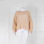 Twinset Beige Loose Knit Jumper With Cable Sleeve