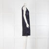 Amina Rubinacci Navy Sequin V Front Sleeveless Dress