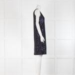 Amina Rubinacci Navy Sequin V Front Sleeveless Dress