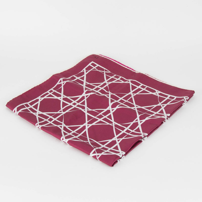 Christian Dior Burgundy and Fuschia Reversible Silk Square Scarf