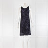 Amina Rubinacci Navy Sequin V Front Sleeveless Dress